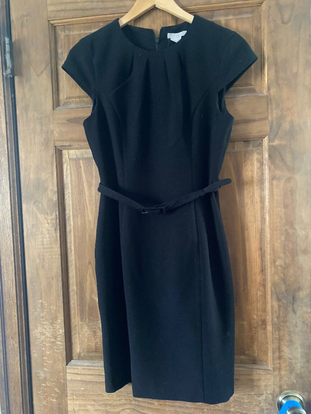 Black H&M belted sheath dress